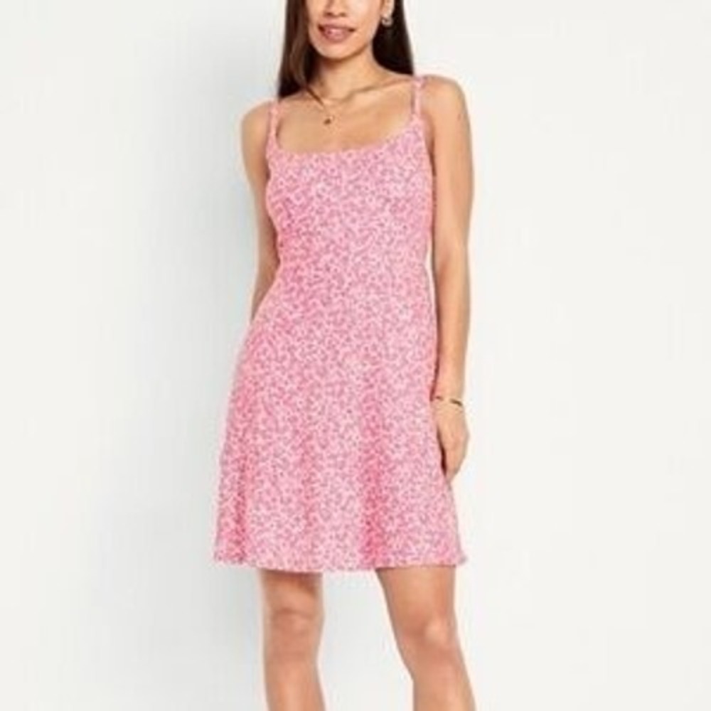 Old Navy‎ Dress Womens XXL Pink Floral SL Cami Mini Linen Blend Summer Pockets